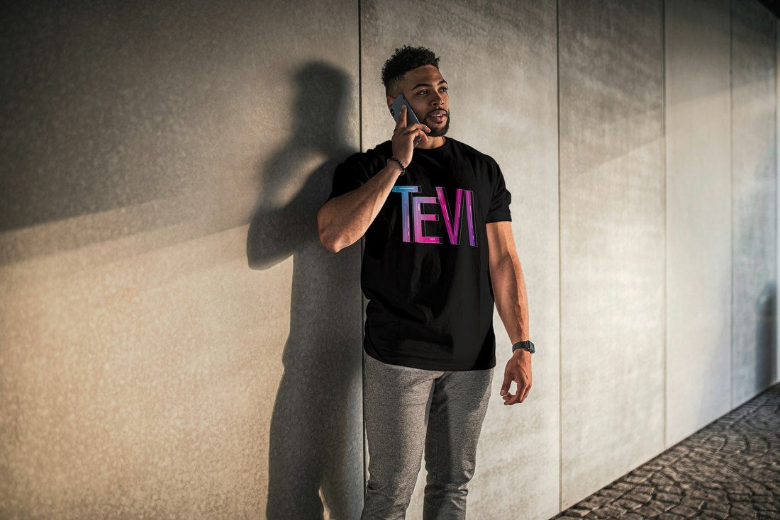 The TEVI Neon Vibe Tee | Futuristic Gradient Graphic T-Shirt