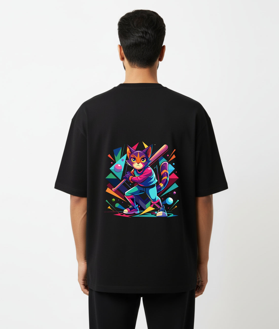 MVP Cat Oversized Tee | Neon Baseball Graphic T-Shirt