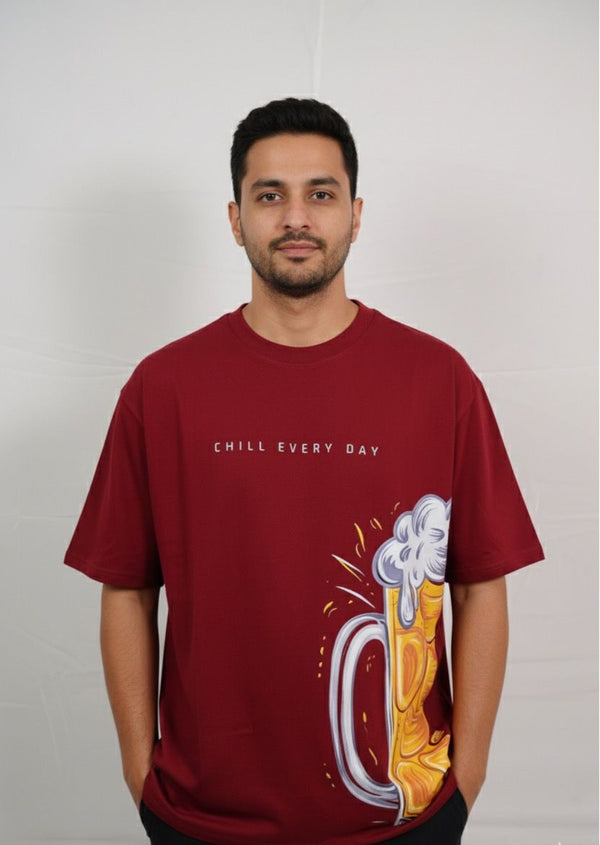 Chill Plans — Beer Graphic Oversized Tee