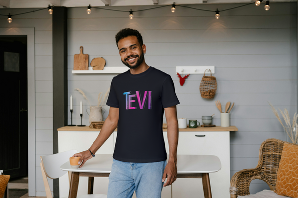 The TEVI Neon Vibe Tee | Futuristic Gradient Graphic T-Shirt